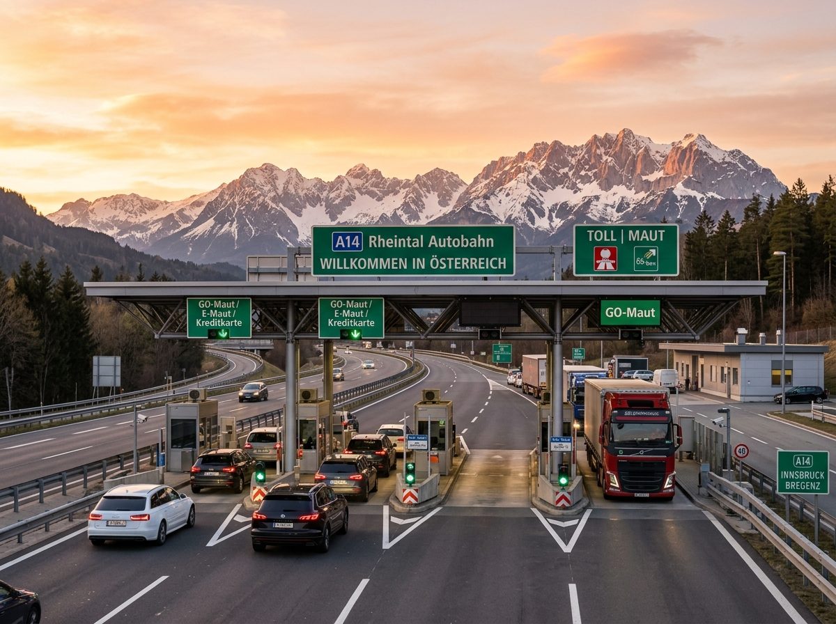 Mautpunkt an einer österreichischen Autobahn